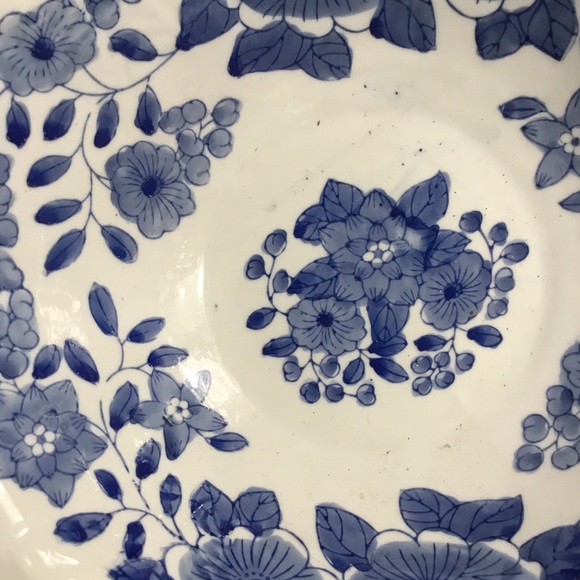 Vintage Canton Collection Blue & White Ceramic Bowl (W 12” x H 3.25”) - Picture 7 of 10